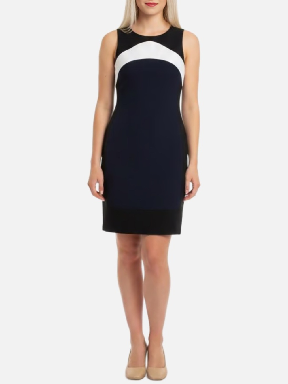 Aquilano.Rimondi Navy, White & Black Colorblock Sheath: Size 2